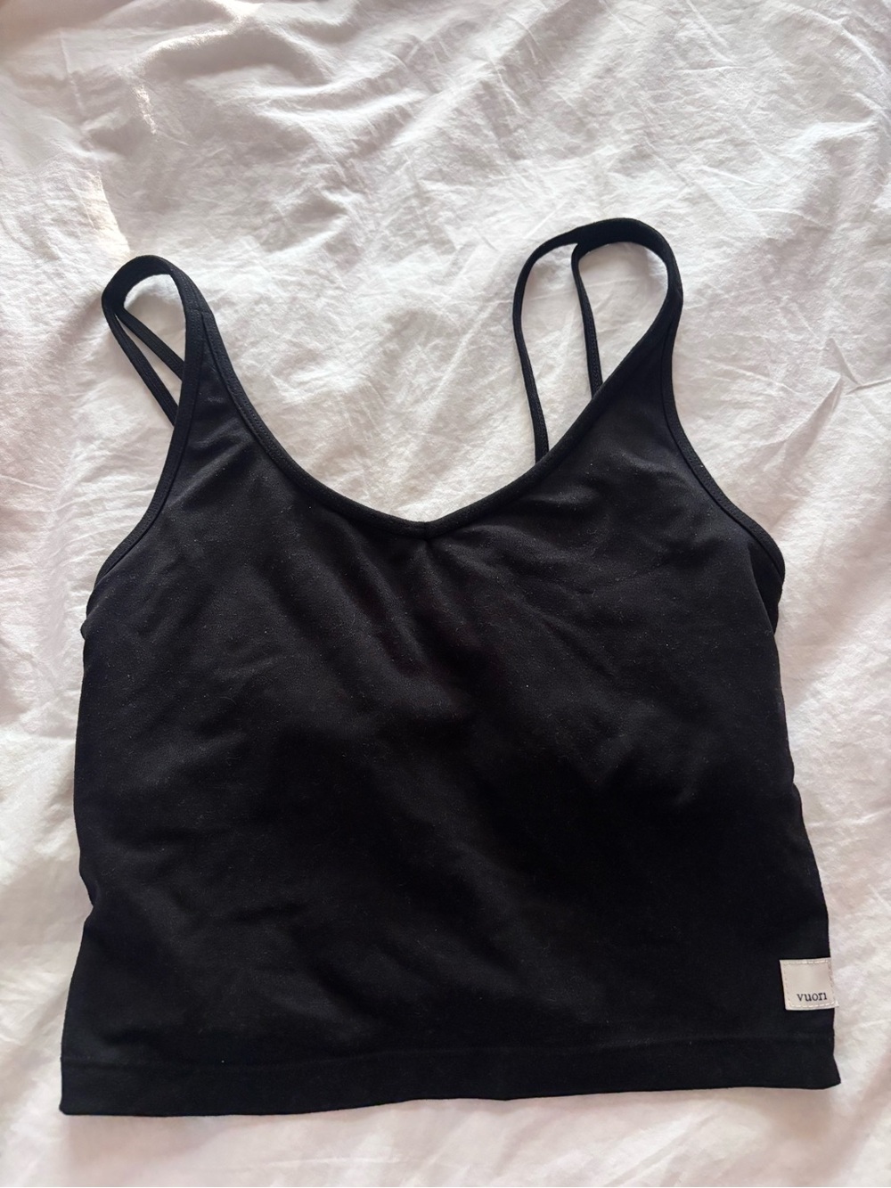 Vuori Black Cropped Tank with Double Straps